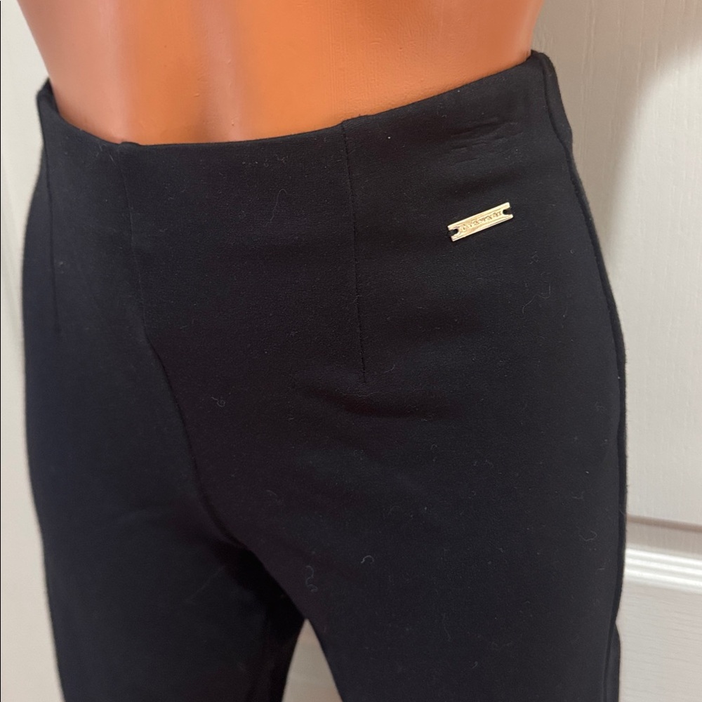 TAHARI Straight Ankle Leg Pull On Knit Pants S Small Black Ponte EUC $75 - Picture 3 of 12